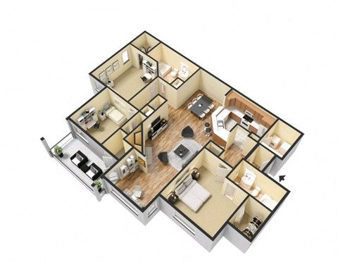 3D Floorplan Furnished | Andrews